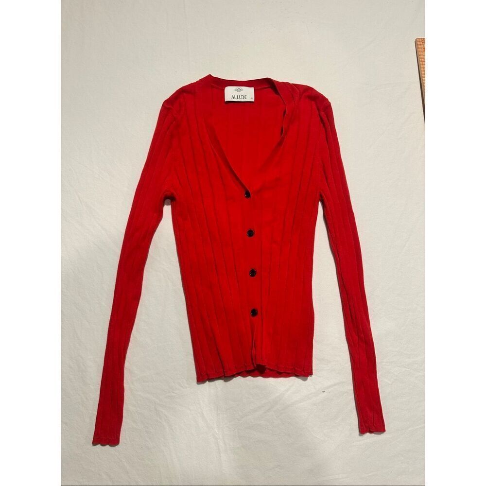 Allude Women’s V-Neck Red Knit Cardigan size XS